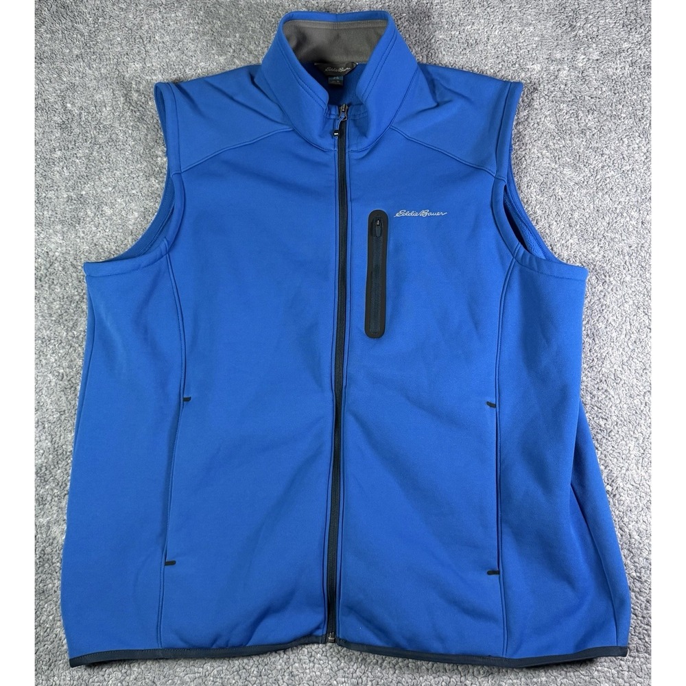Eddie Bauer First Ascent Vest Mens XL Blue Full Zip Hiking Outdoor Zip Pocket